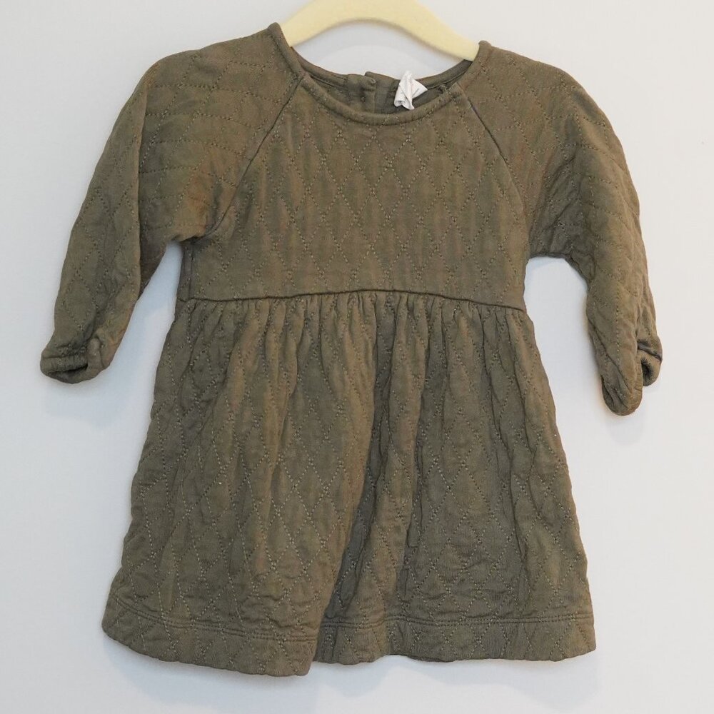 Kate Quinn Dark Green Quilted Long Sleeve Dress Size 6-12M
